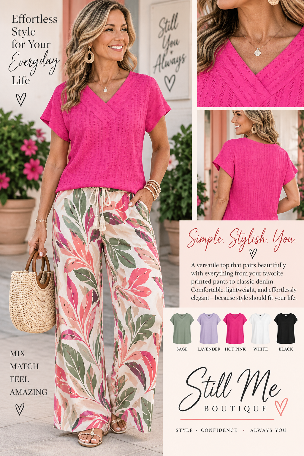 Mandy Textured Surplice Short Sleeve Blouse