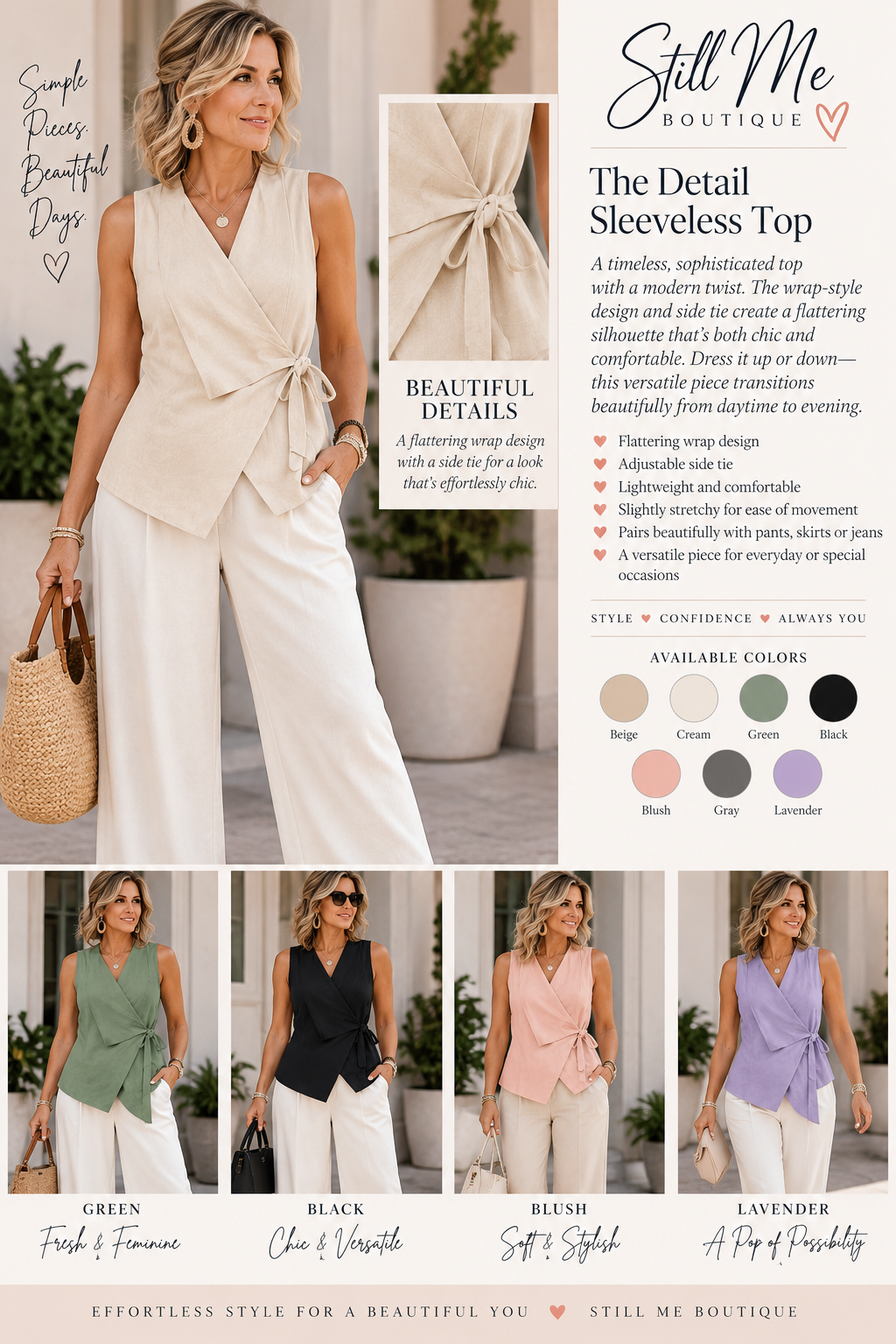 Tie Detail Sleeveless Top